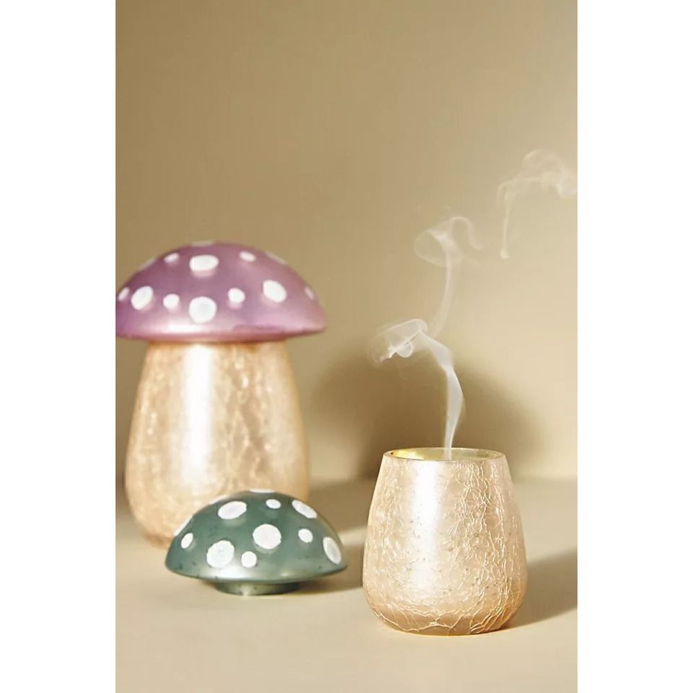 ANTHROPOLOGIE Amanita Mushroom Candle Pink Gold NEW